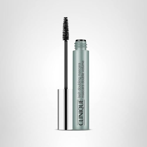 Clinique Lash Doubling Mascara tube and brush ready for daily use.