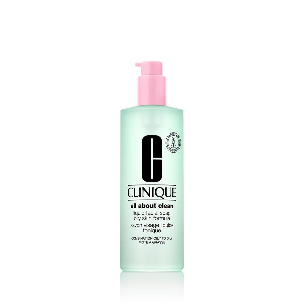 Clinique Liquid Facial Soap oily skin bottle showing gentle daily cleanse.