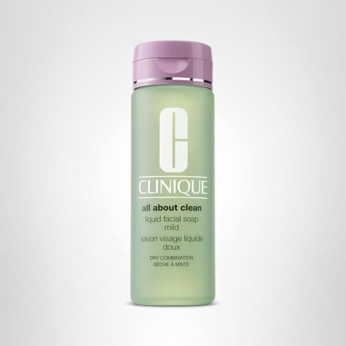 Clinique Liquid Facial Soap product shot emphasizing dermatologist-developed origin.