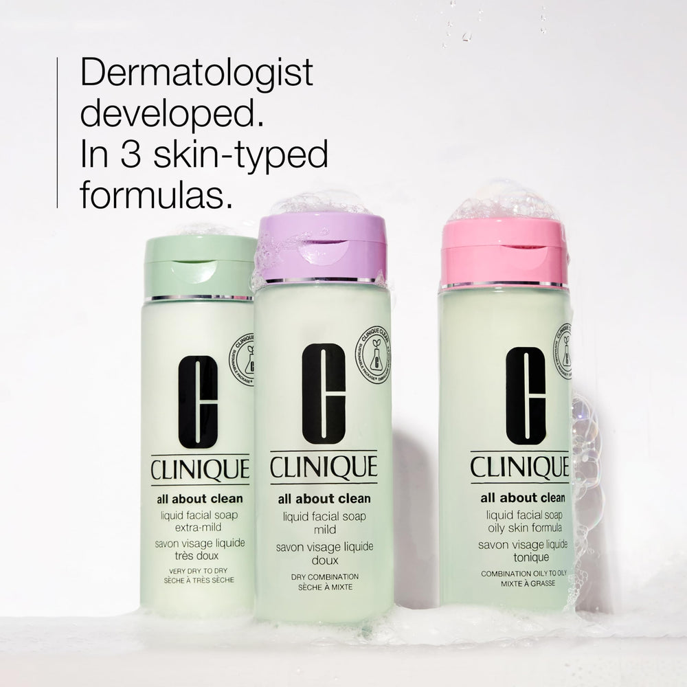 Clinique Liquid Facial Soap provides a quick rinse for a fresh, comfortable feel.