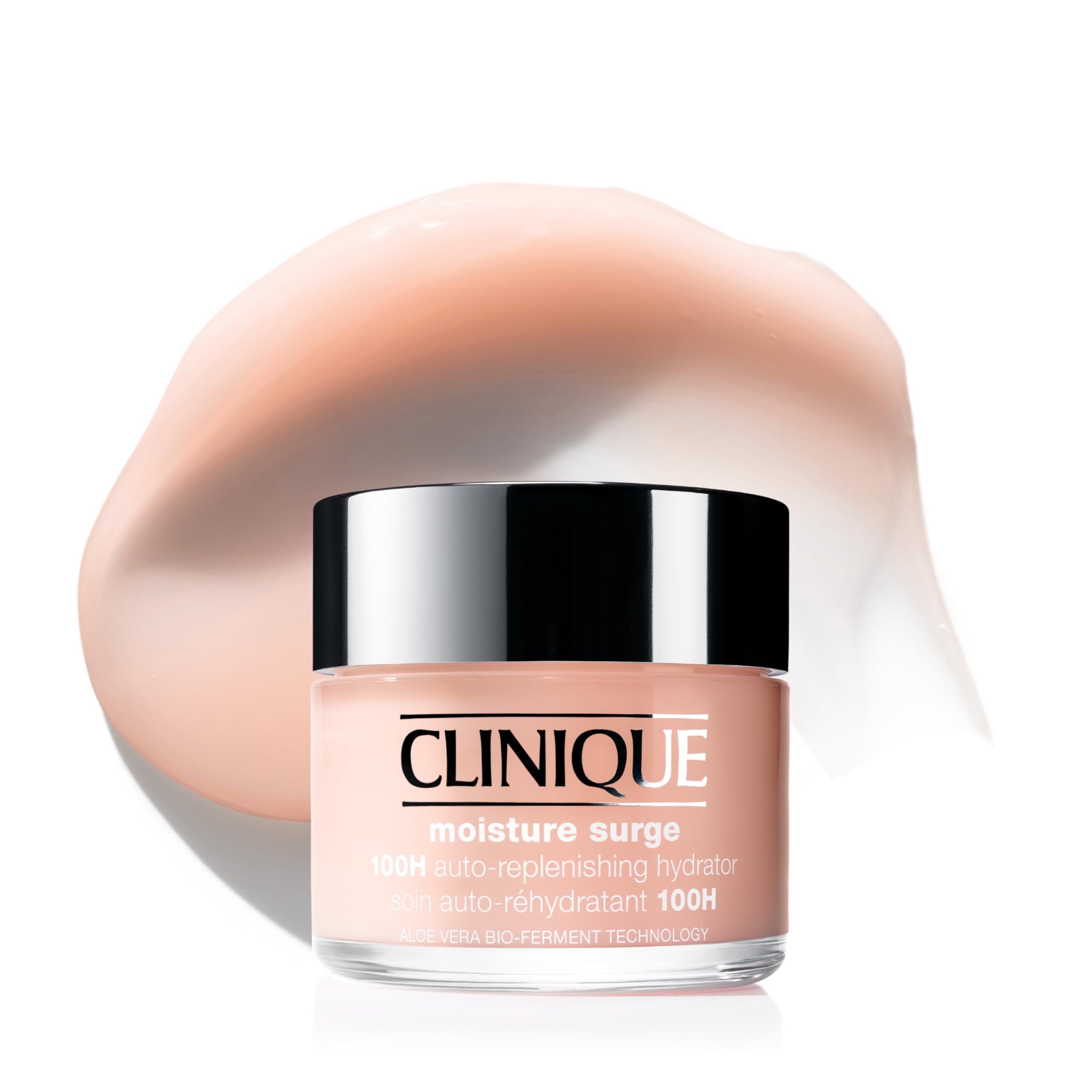 Clinique Moisture Surge jar close-up shows deep hydration for all skin types