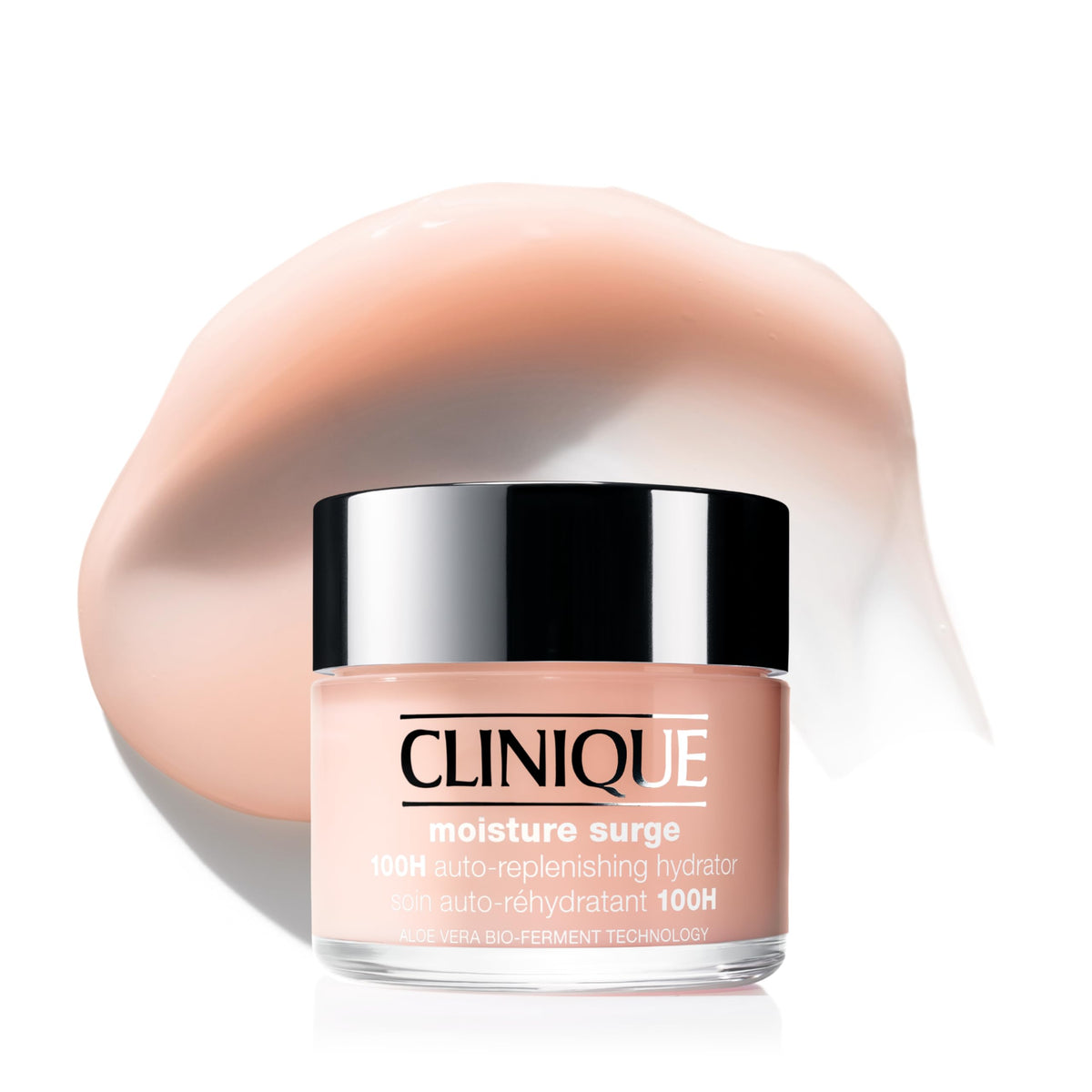 Clinique Moisture Surge jar close-up shows deep hydration for all skin types