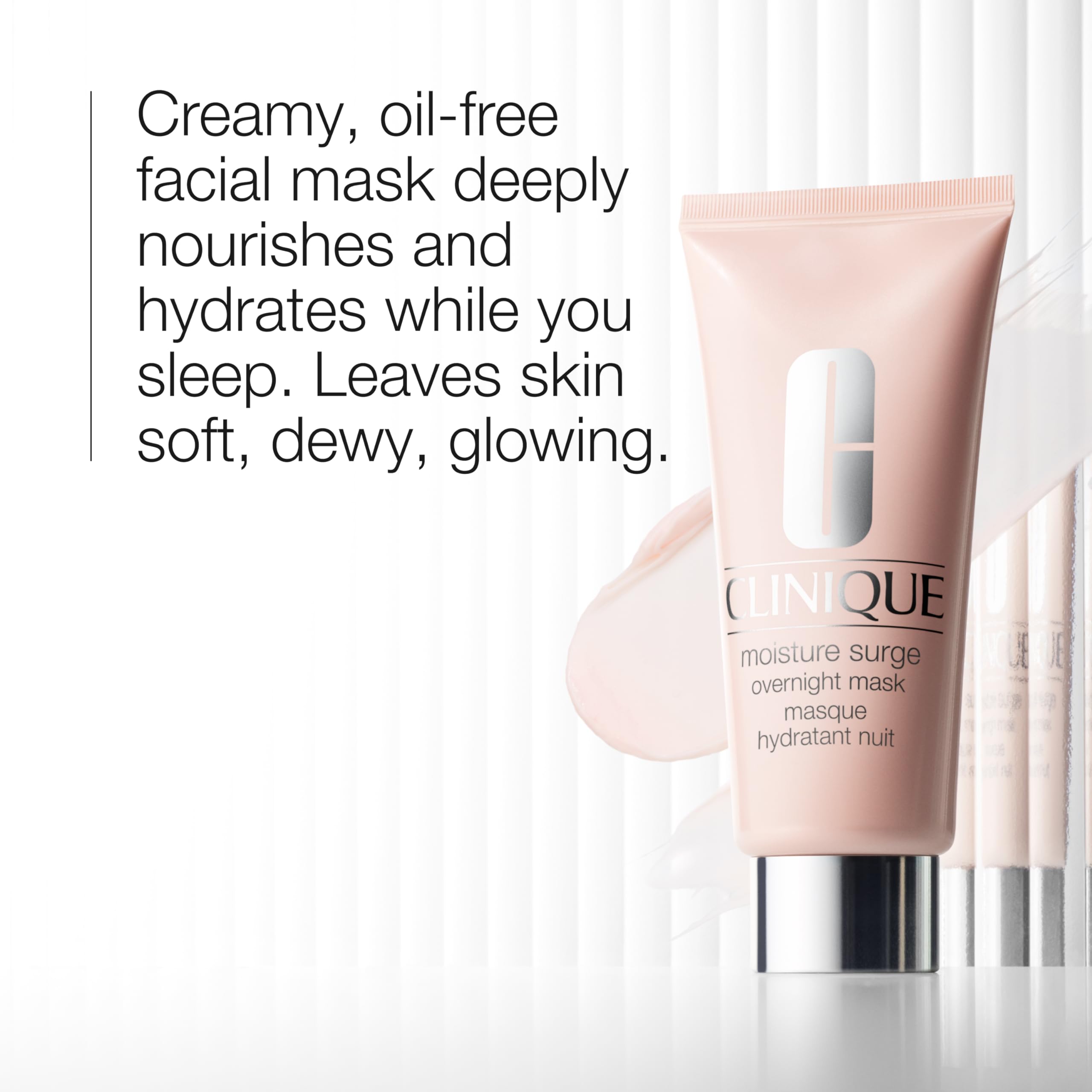 Clinique Moisture Surge Overnight Mask cream texture spreading for smooth hydration.
