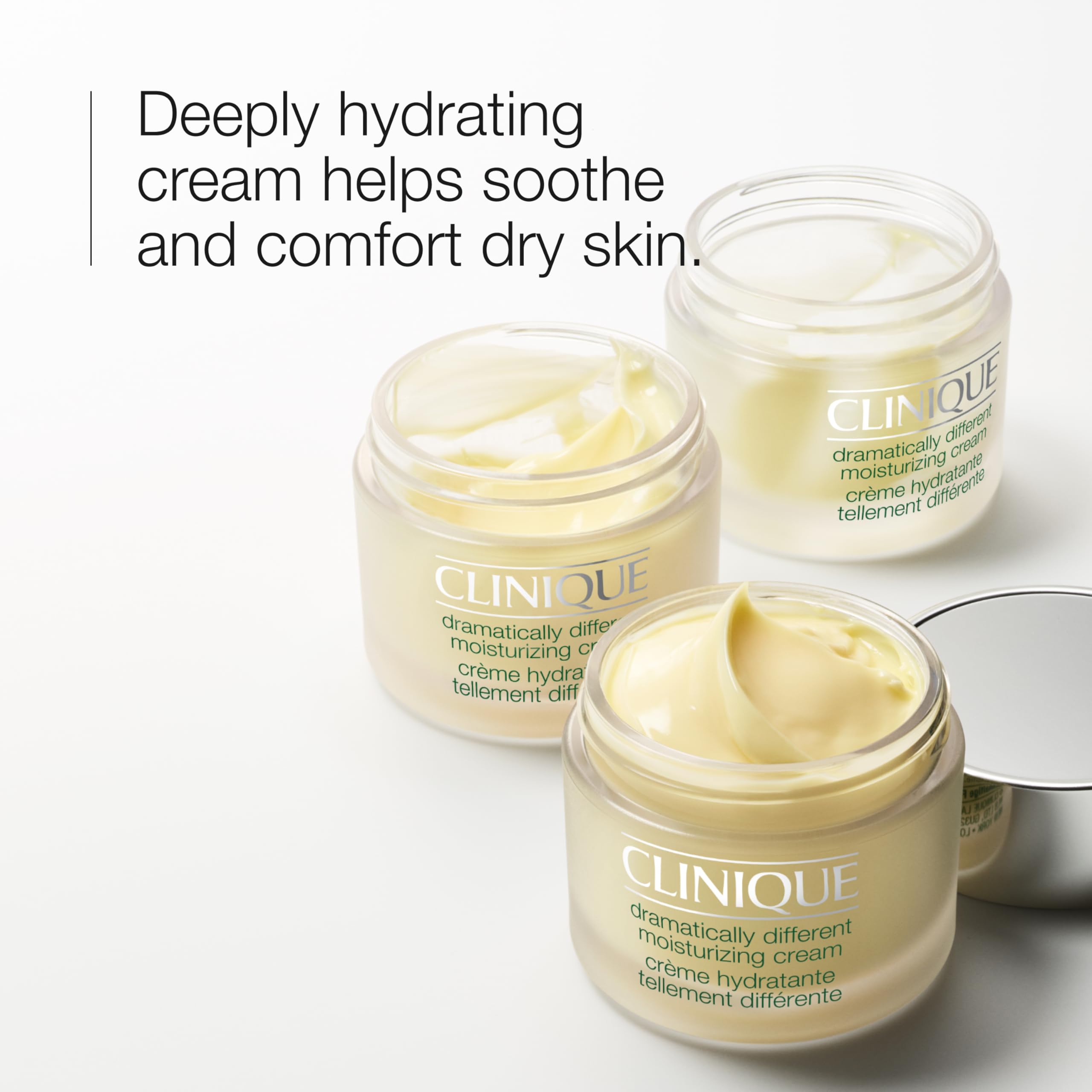 Clinique Dramatically Different Moisturizing Cream texture swatch highlighting creamy consistency