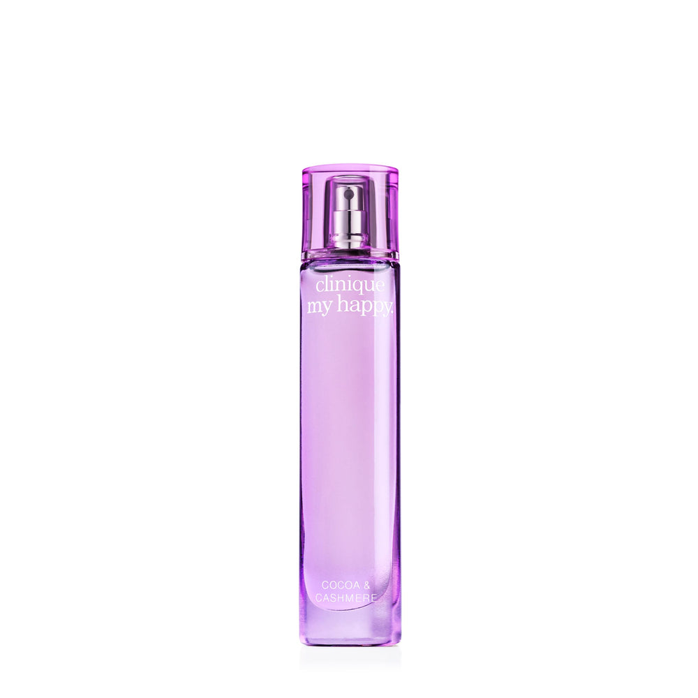 Clinique My Happy Cocoa & Cashmere bottle pour for cozy, inviting moments.