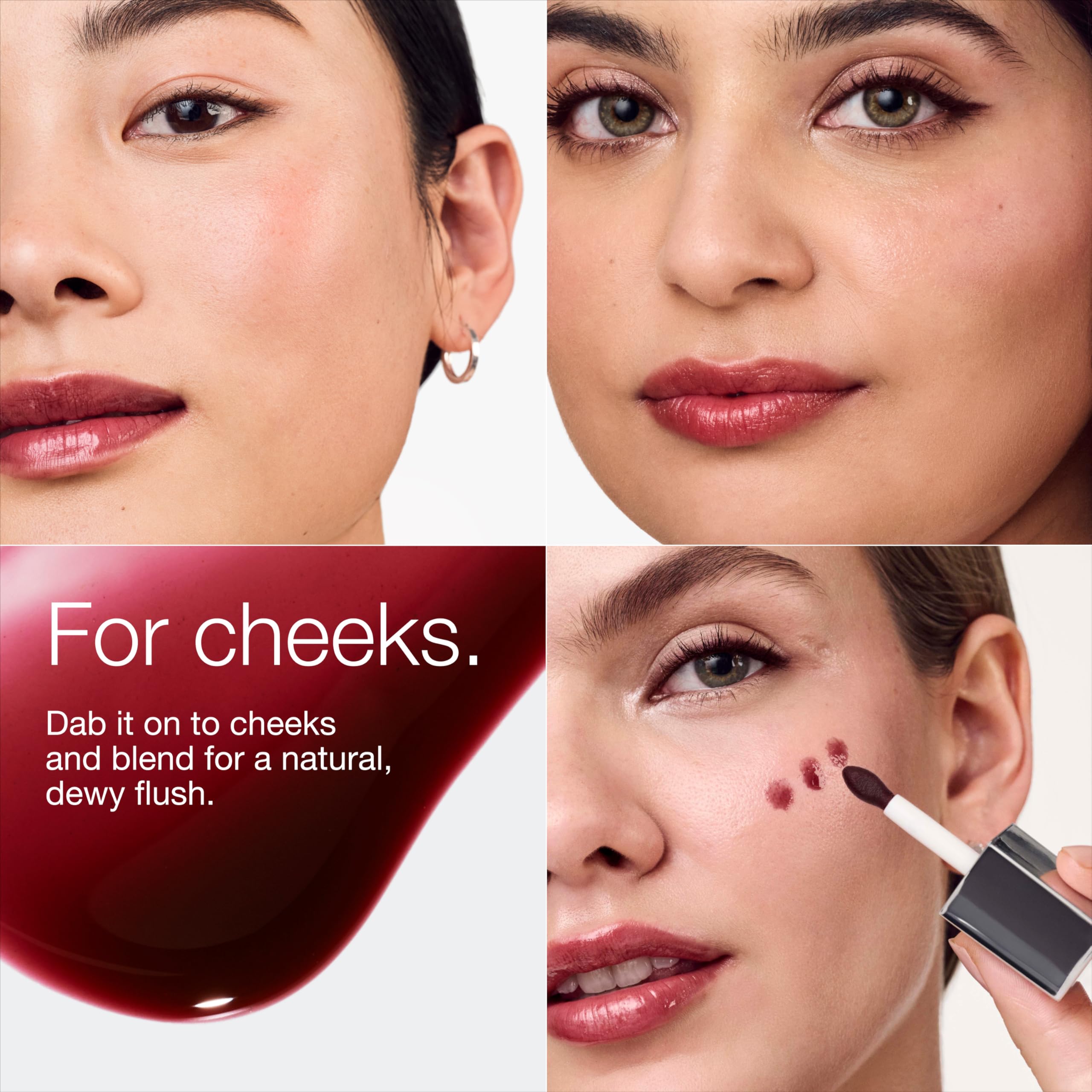 Clinique Pop Lip + Cheek Oil applicator delivering precise lip color