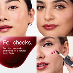 Clinique Pop Lip + Cheek Oil applicator delivering precise lip color