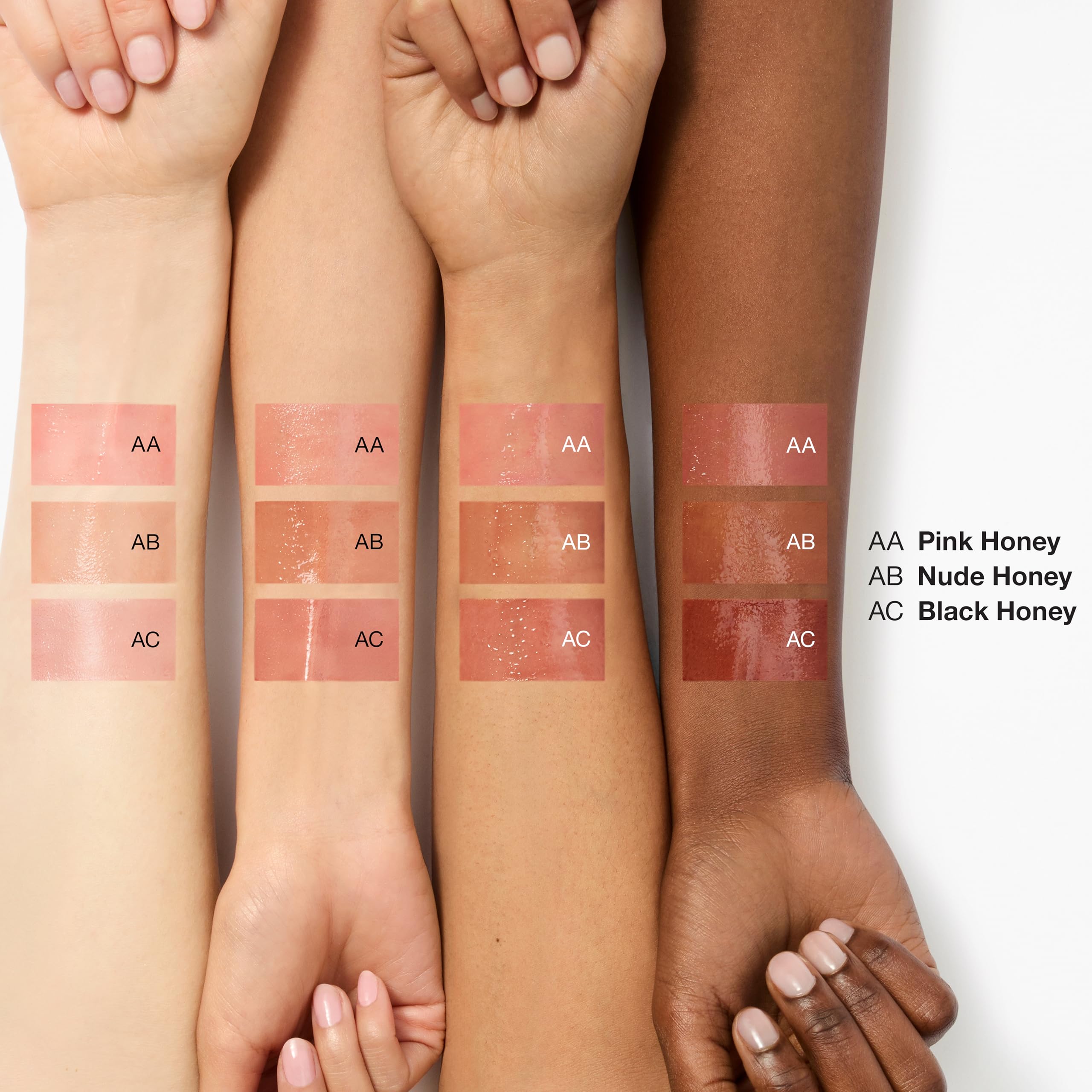Clinique Pop Lip + Cheek close-up on lip with dewy Nude Honey finish