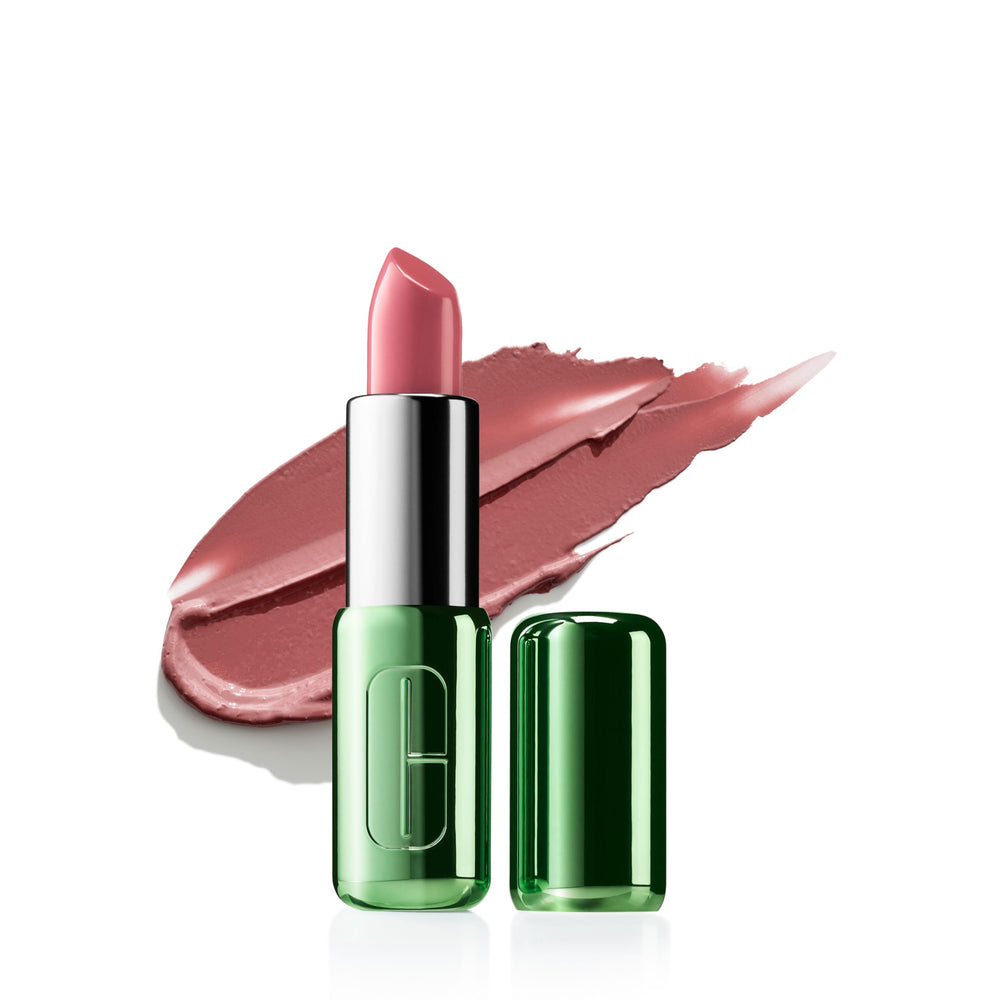 Clinique Pop Longwear lipstick bullet swatch shows rich color payoff.