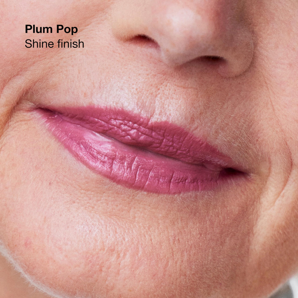 Matte finish lip look with saturated color and lasting impact.