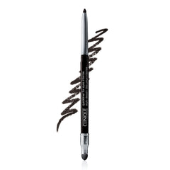 Clinique Quickliner For Eyes Intense Ebony swatch demonstrates bold color payoff.