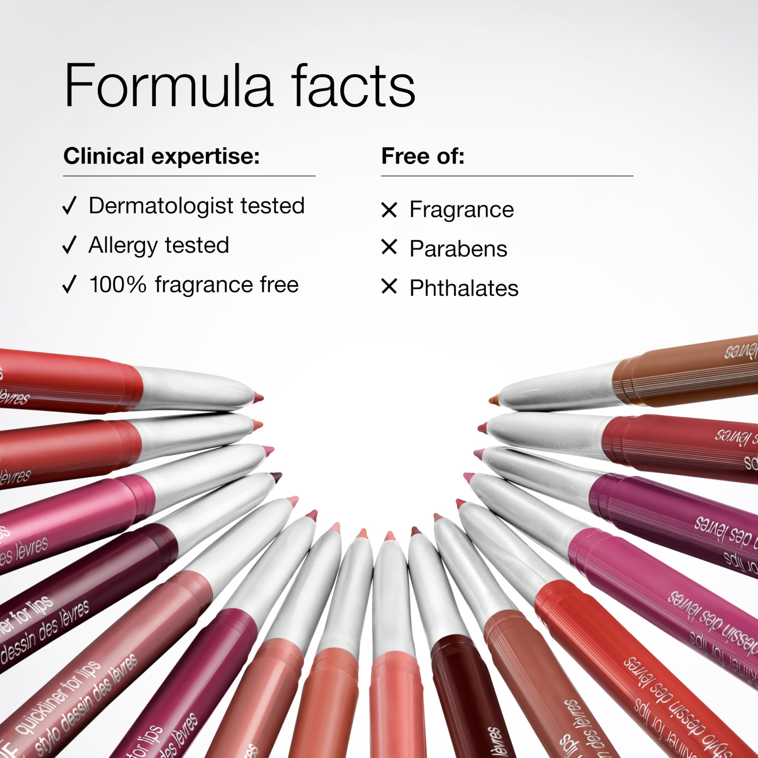 Clinique Quickliner Pink Honey pencil in use with lipstick base for a defined look.