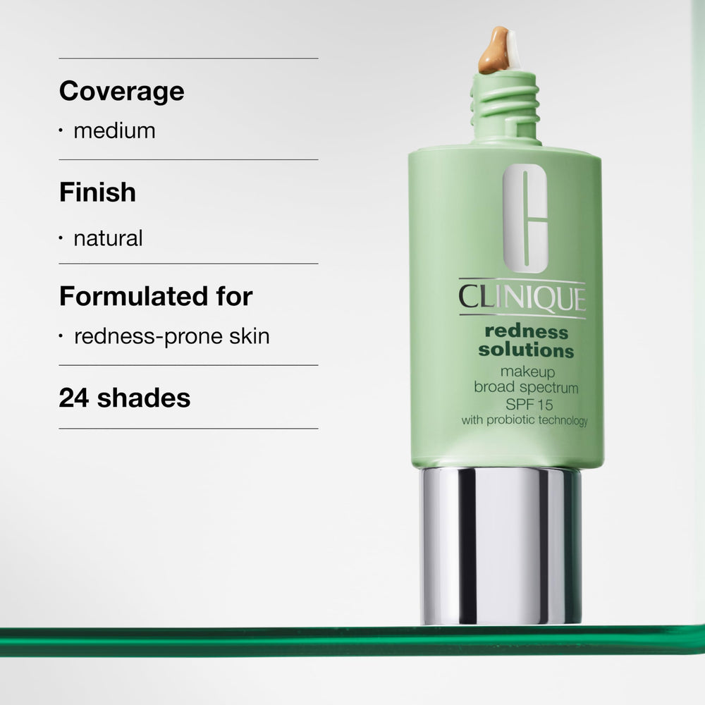 Clinique Redness Solutions spf-15-protection guards skin from sun exposure.