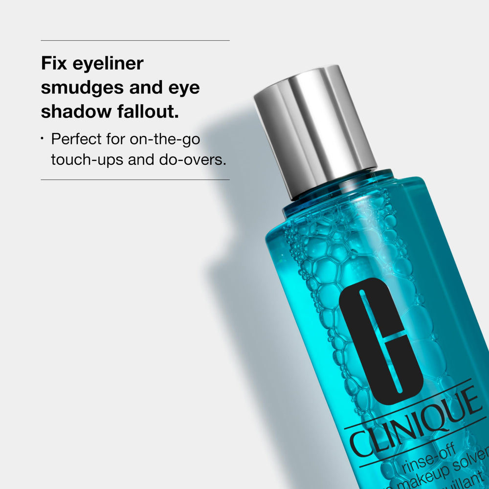 Clinique Rinse-Off Eye Makeup Remover pour streamlines makeup touch-ups.