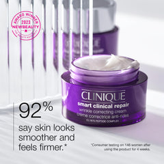 Clinique Smart Clinical Repair Wrinkle Cream texture close-up highlights rich formula.