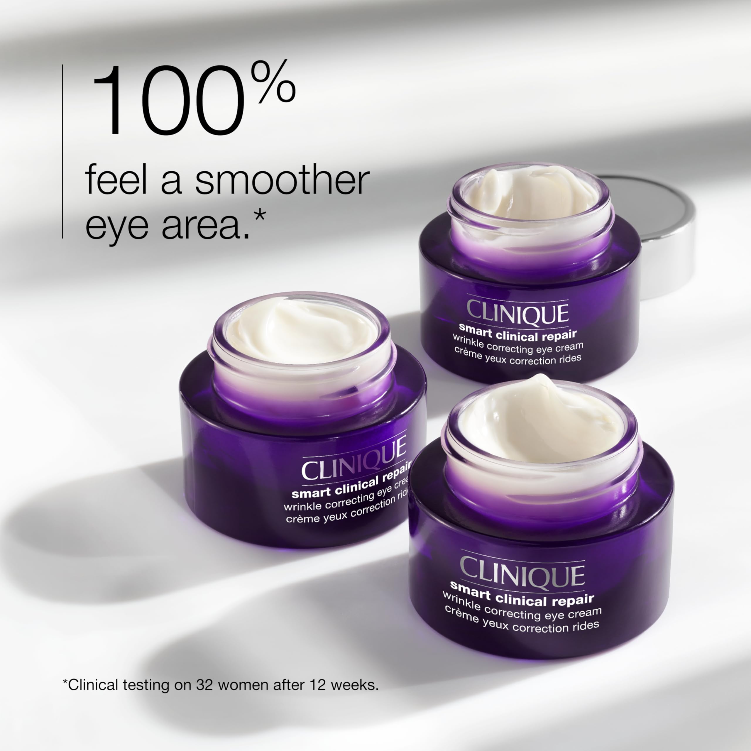 Clinique Smart Clinical Repair eye cream with peptides strengthens the eye area for a smoother look.
