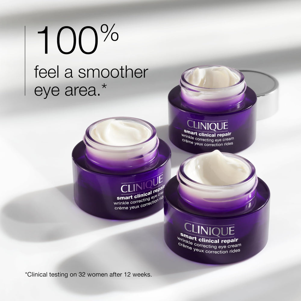 Clinique Smart Clinical Repair eye cream with peptides strengthens the eye area for a smoother look.