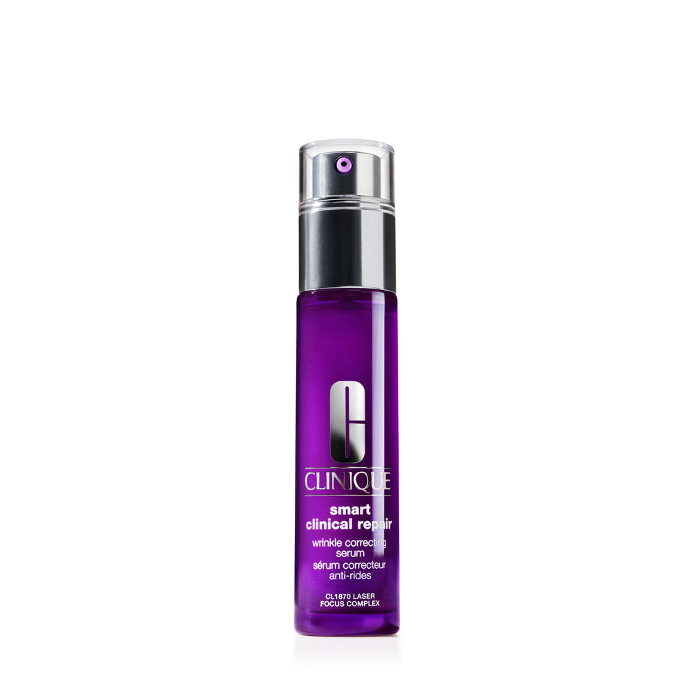 Clinique Smart Clinical Repair serum bottle showing hydrating, wrinkle-smoothing action.
