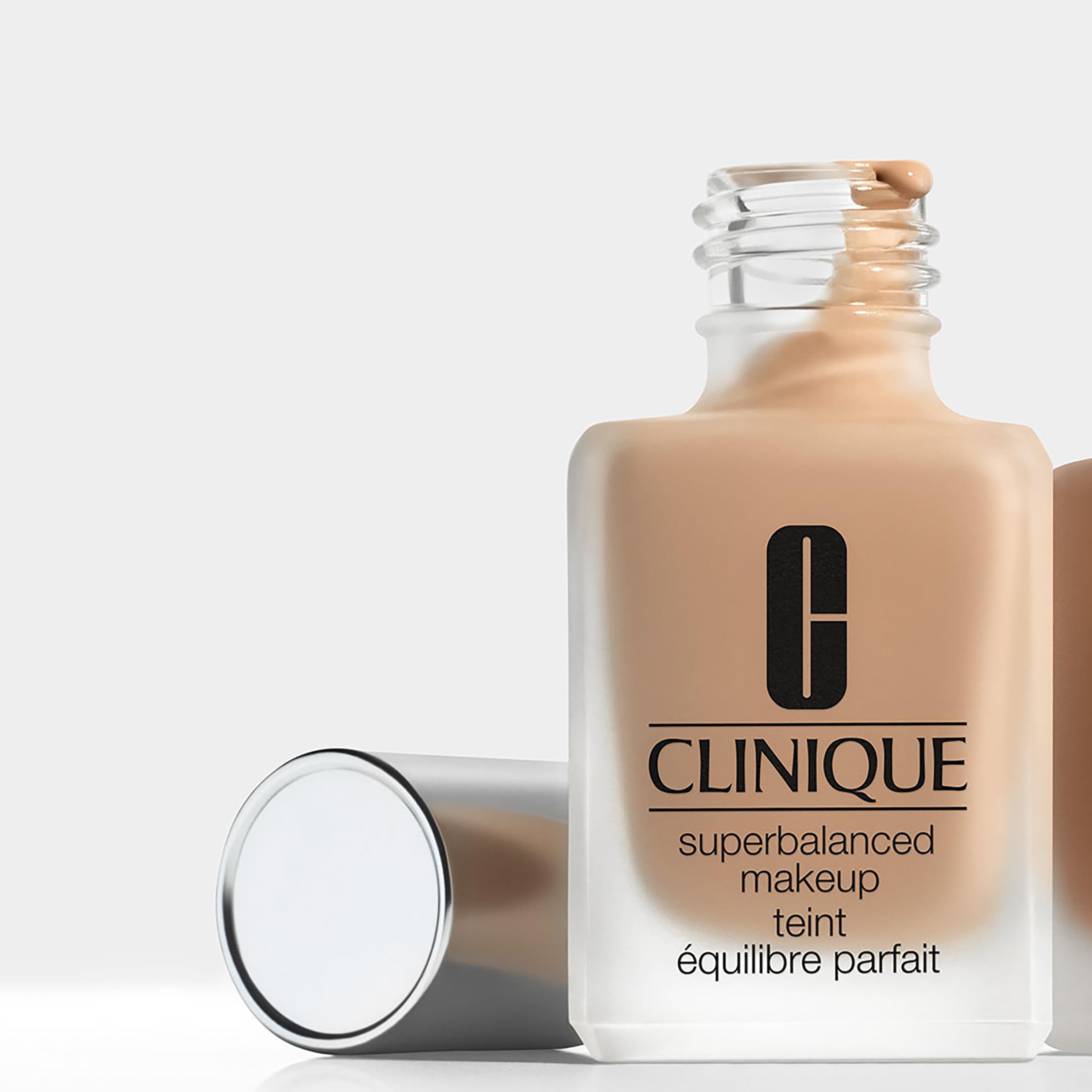 Clinique Superbalanced oil-free foundation swatch showing moderate coverage