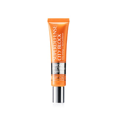 Clinique Superdefense City Block SPF 50 bottle with sheer tint for daily sun protection.