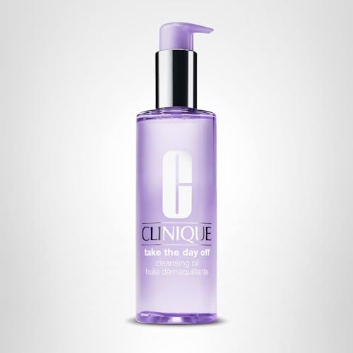 Clinique Take The Day Off cleansing oil dissolves makeup and sunscreen for a fresh start.