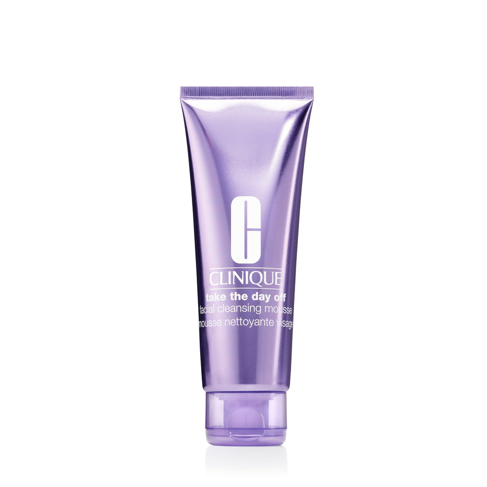 Clinique Take The Day Off mousse bottle pouring away makeup for a clean start.