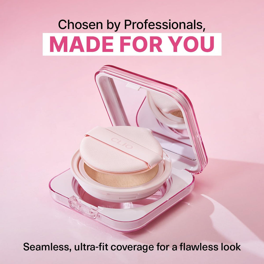 CLIO Kill Cover Mesh Glow side-by-side compares glow to bare skin.