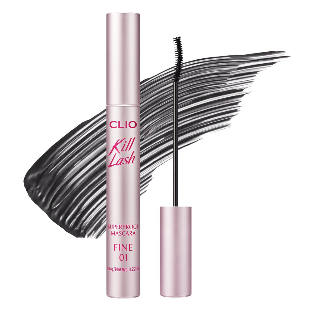 CLIO Kill Lash Superproof mascarilla, brocha triangular para rizado natural y definición suave.