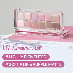 CLIO Pro Eye Palette Air shows matte and shimmer tones for soft glam options