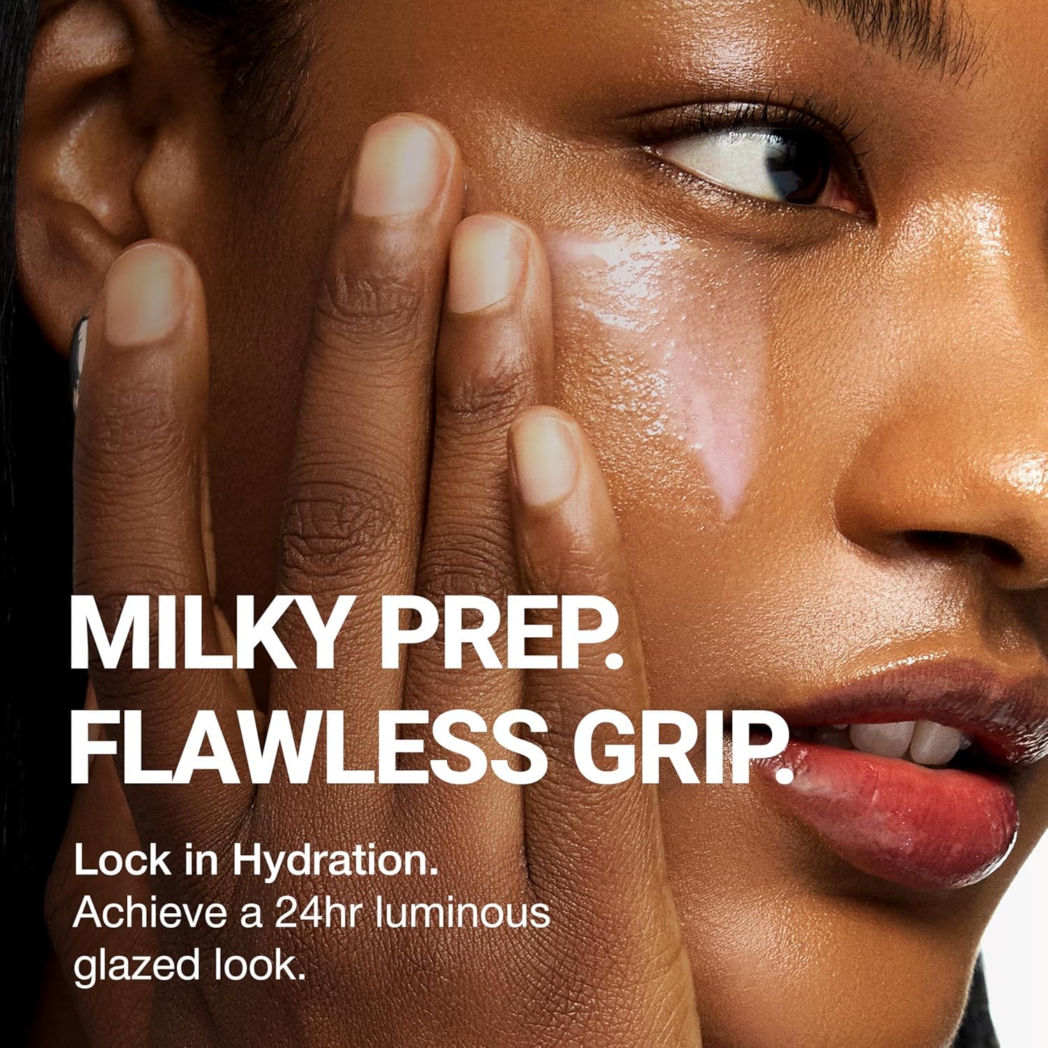 CLIO Glazing Milky Essence texture close-up showing milky hydration and barrier support