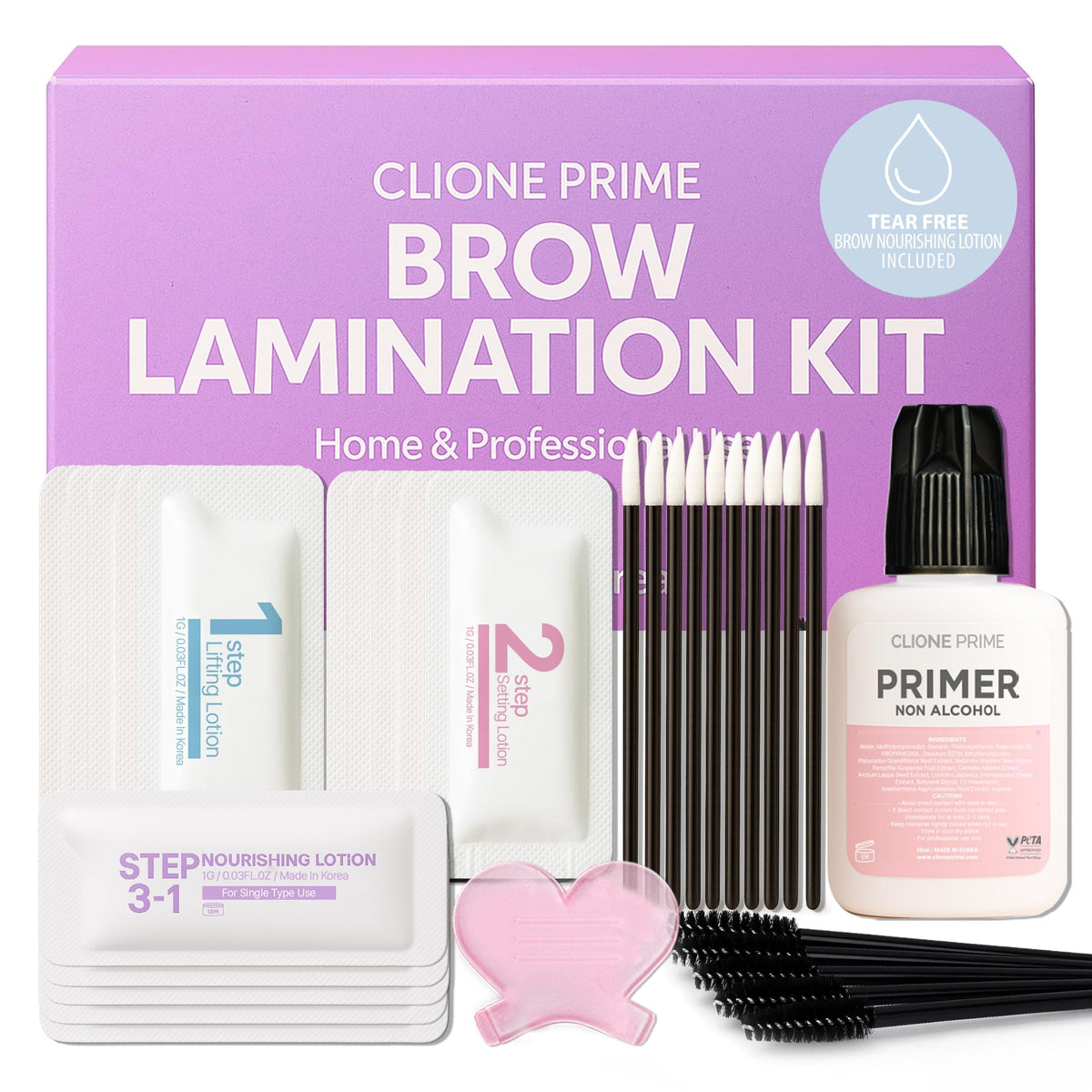 CLIONE PRIME kit laminación de cejas en casa, resultado definido y duradero