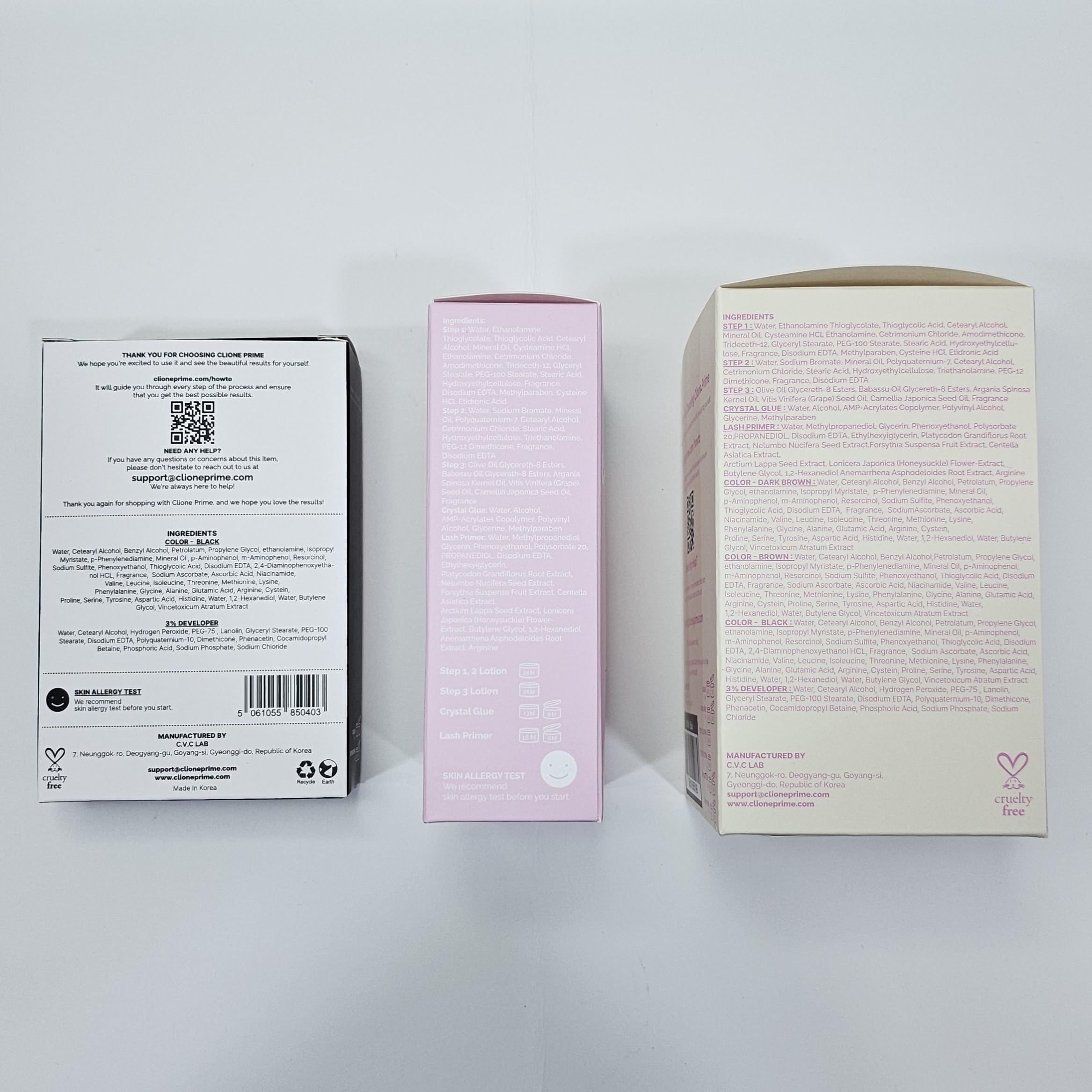 CLIONE PRIME packaging box and included accessories.