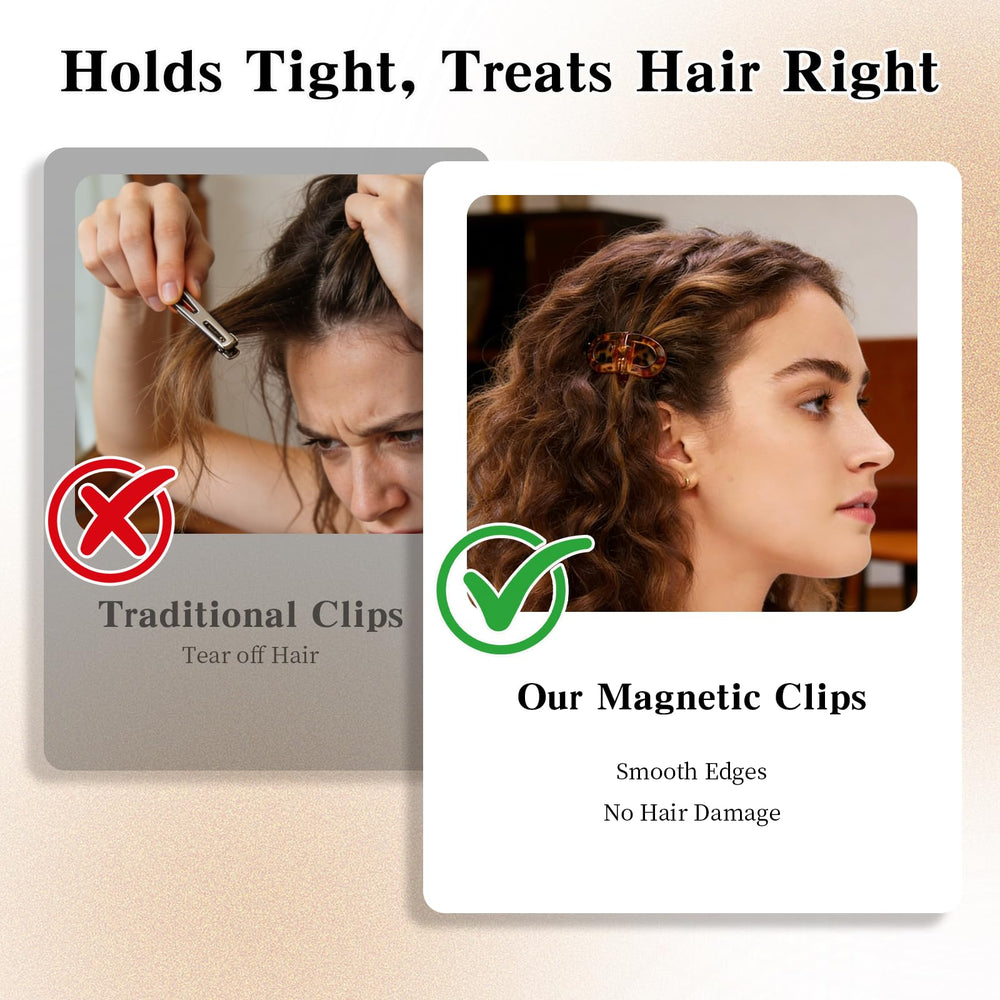 Clips magnéticos para cabello, diseño suave que evita tirones