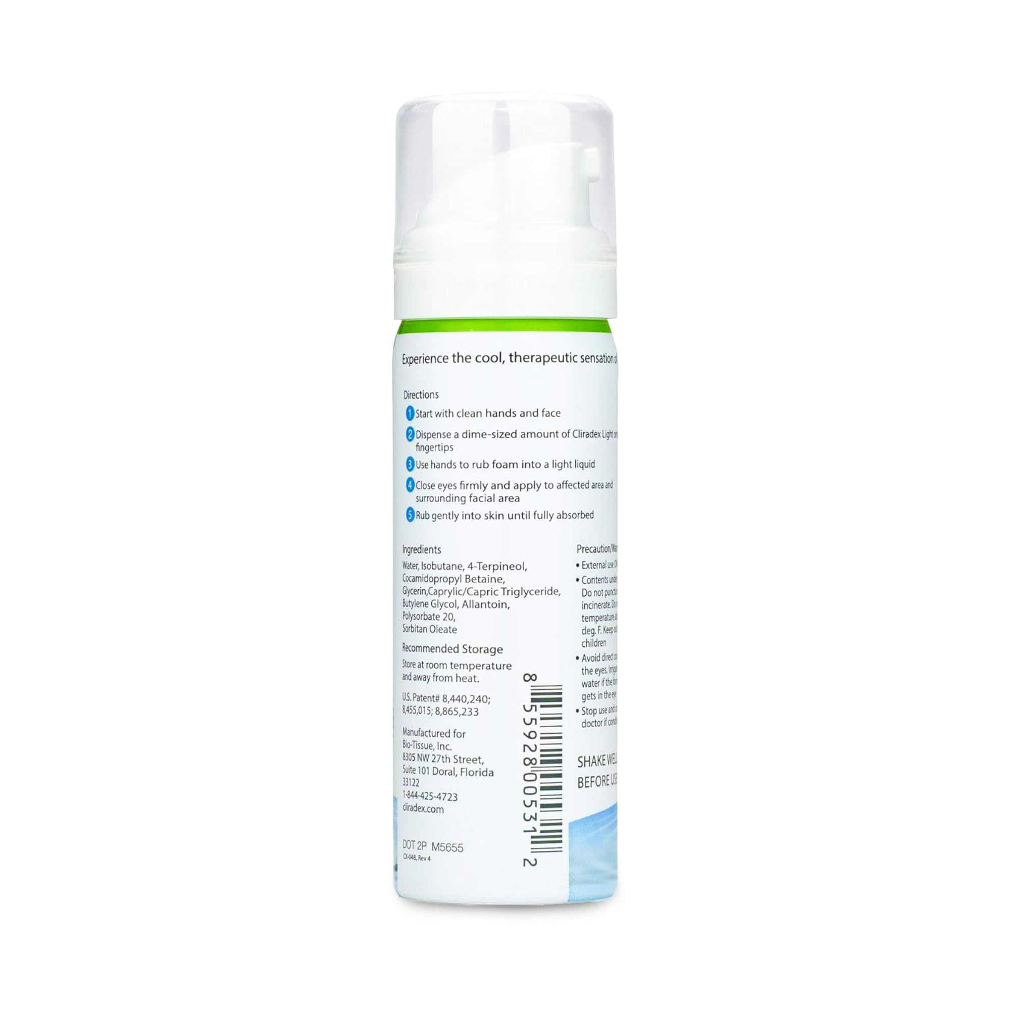 Cliradex Foam closeup highlighting tea tree derived 4-Terpineol
