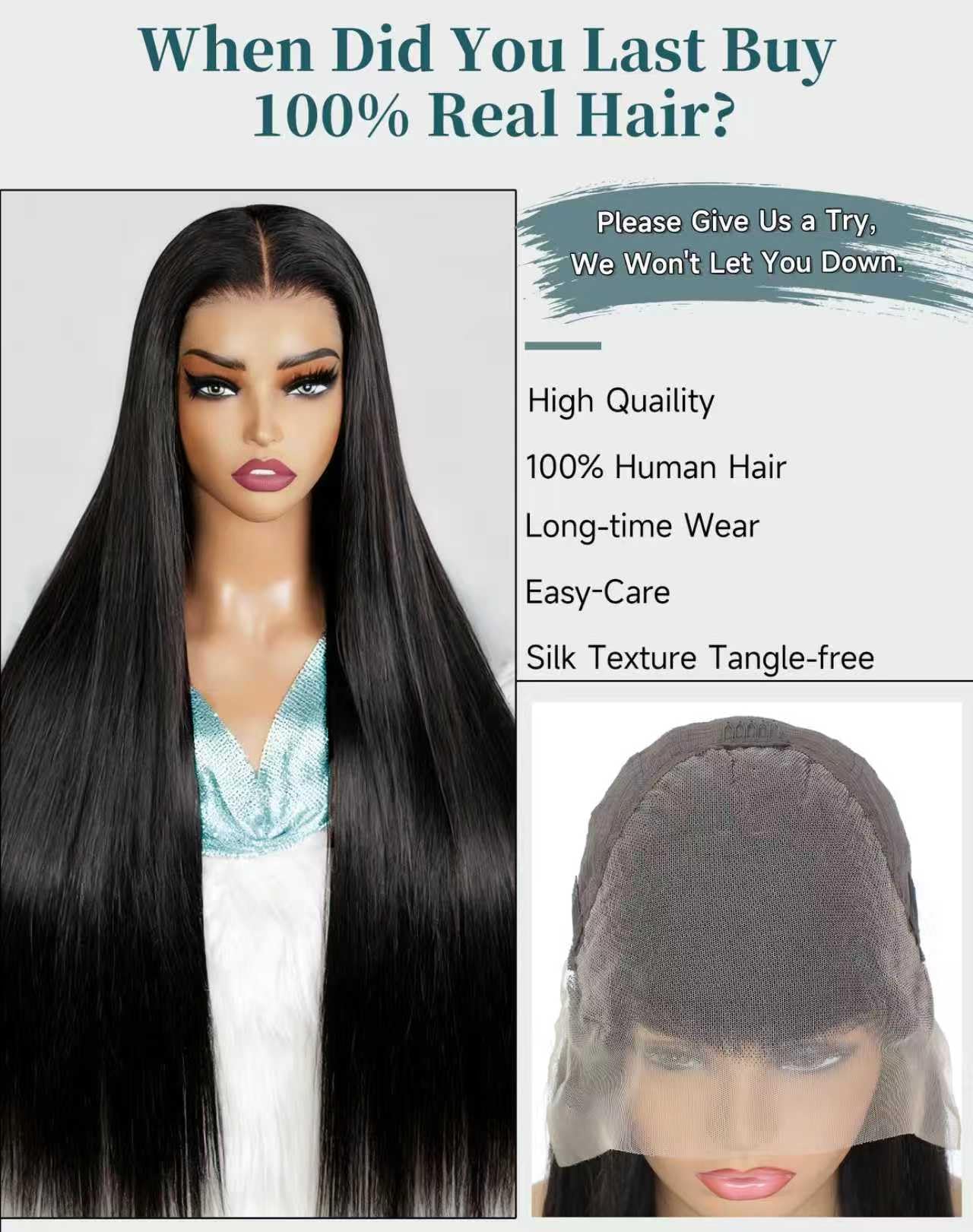 Cllok 30-inch straight wig lace-front closeup showing natural scalp illusion.