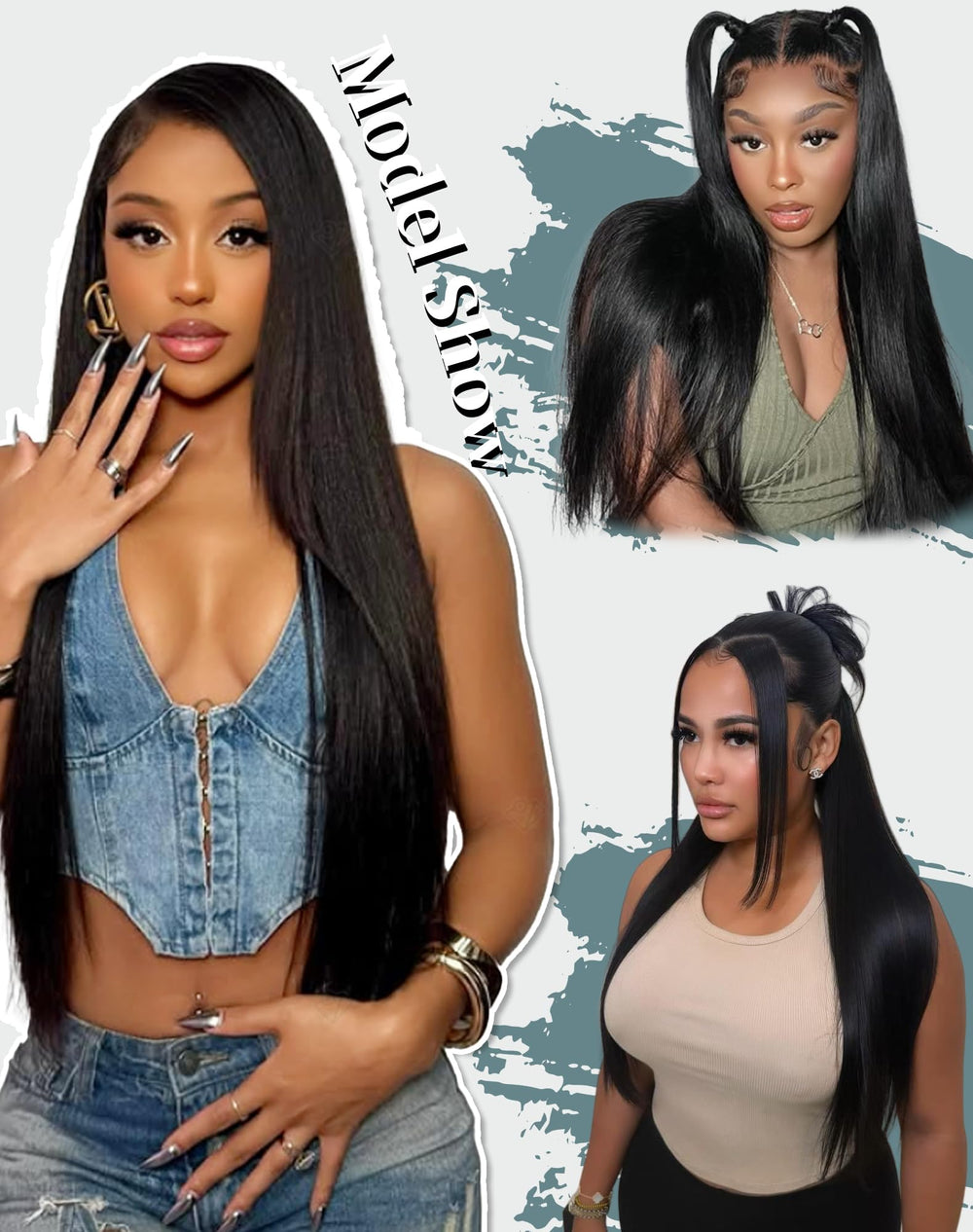 Cllok straight wig bun styling for a sophisticated updo look.