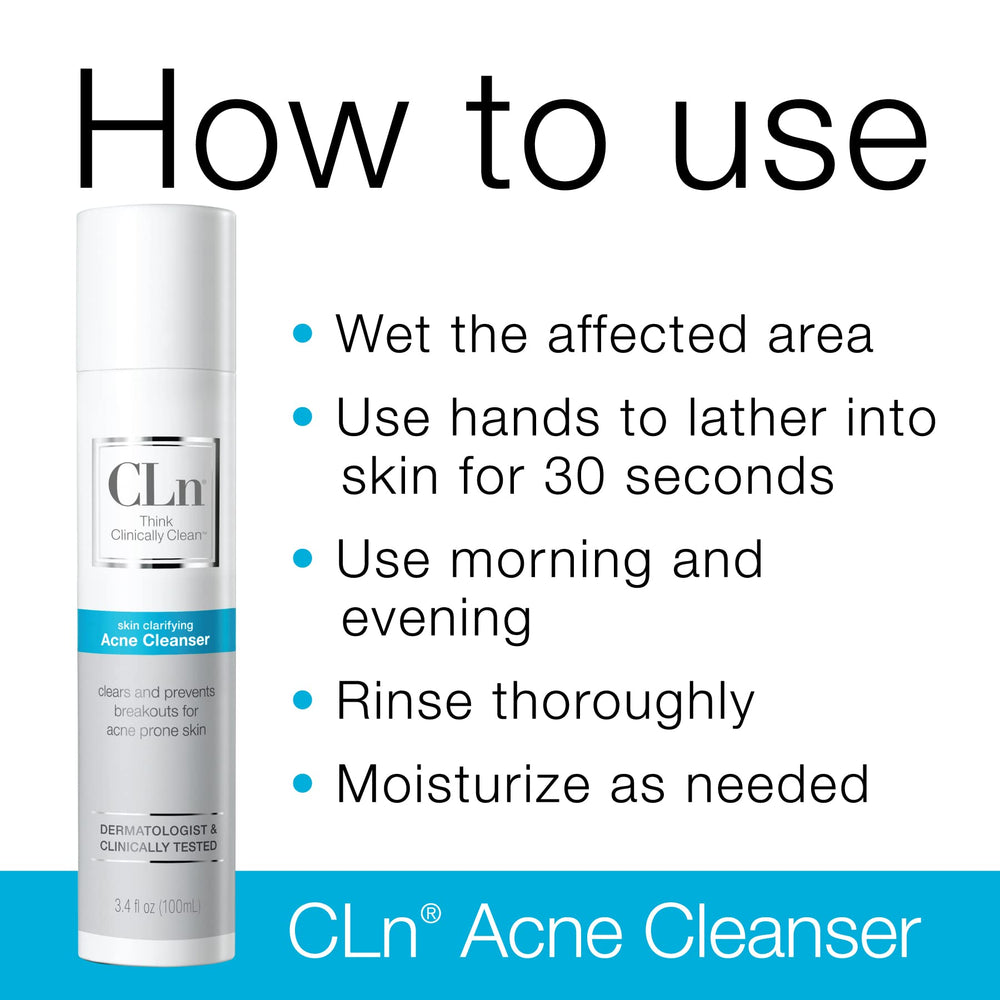CLn Acne Cleanser gel-texture-closeup shows a gentle, non-drying formula.