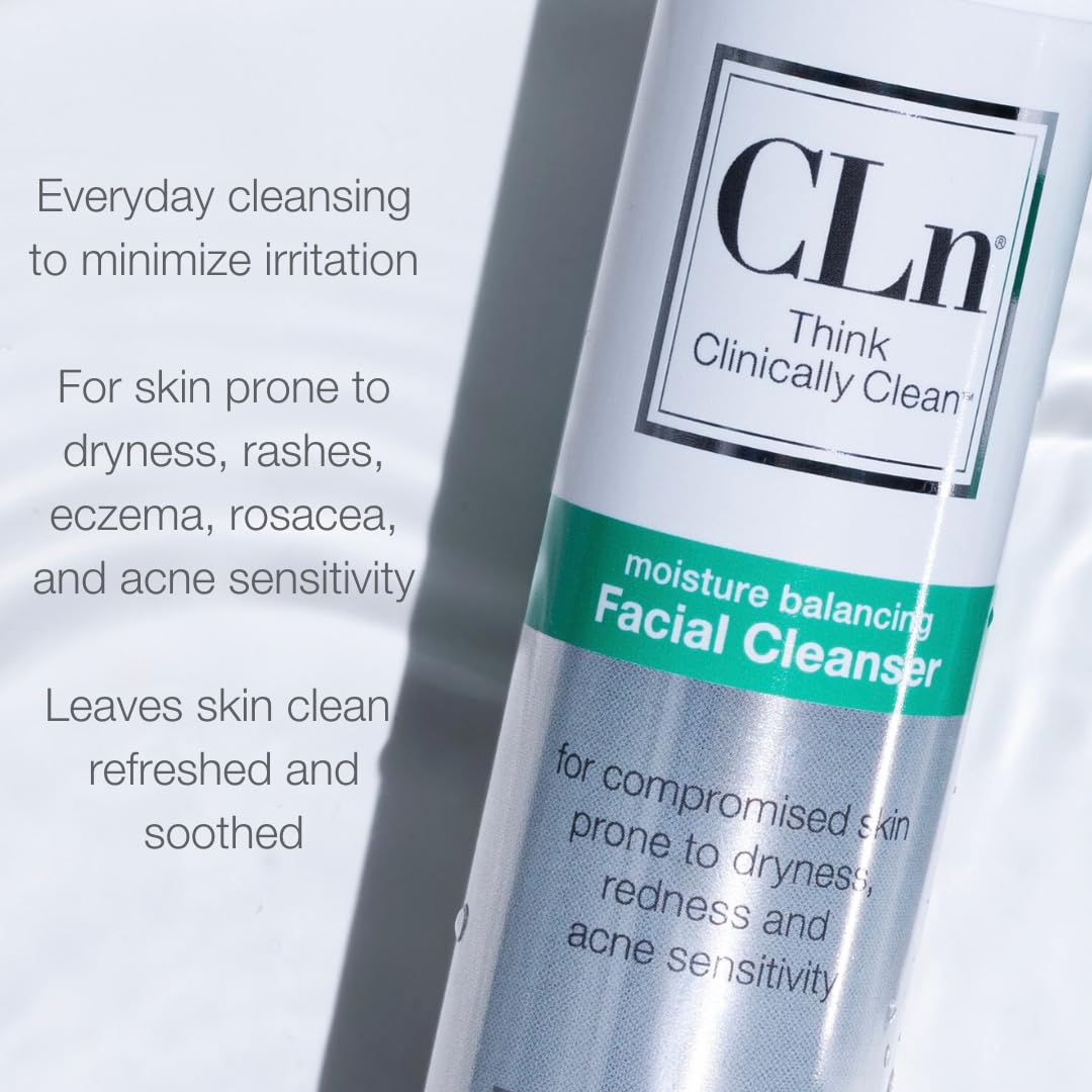CLn facial cleanser texture closeup reveals hydrating glycerin-rich formula.