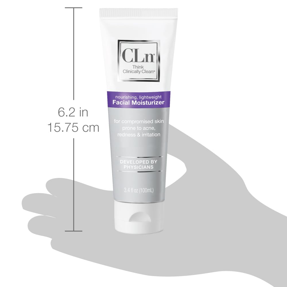 Person applying CLn moisturizer as part of daily skincare routine