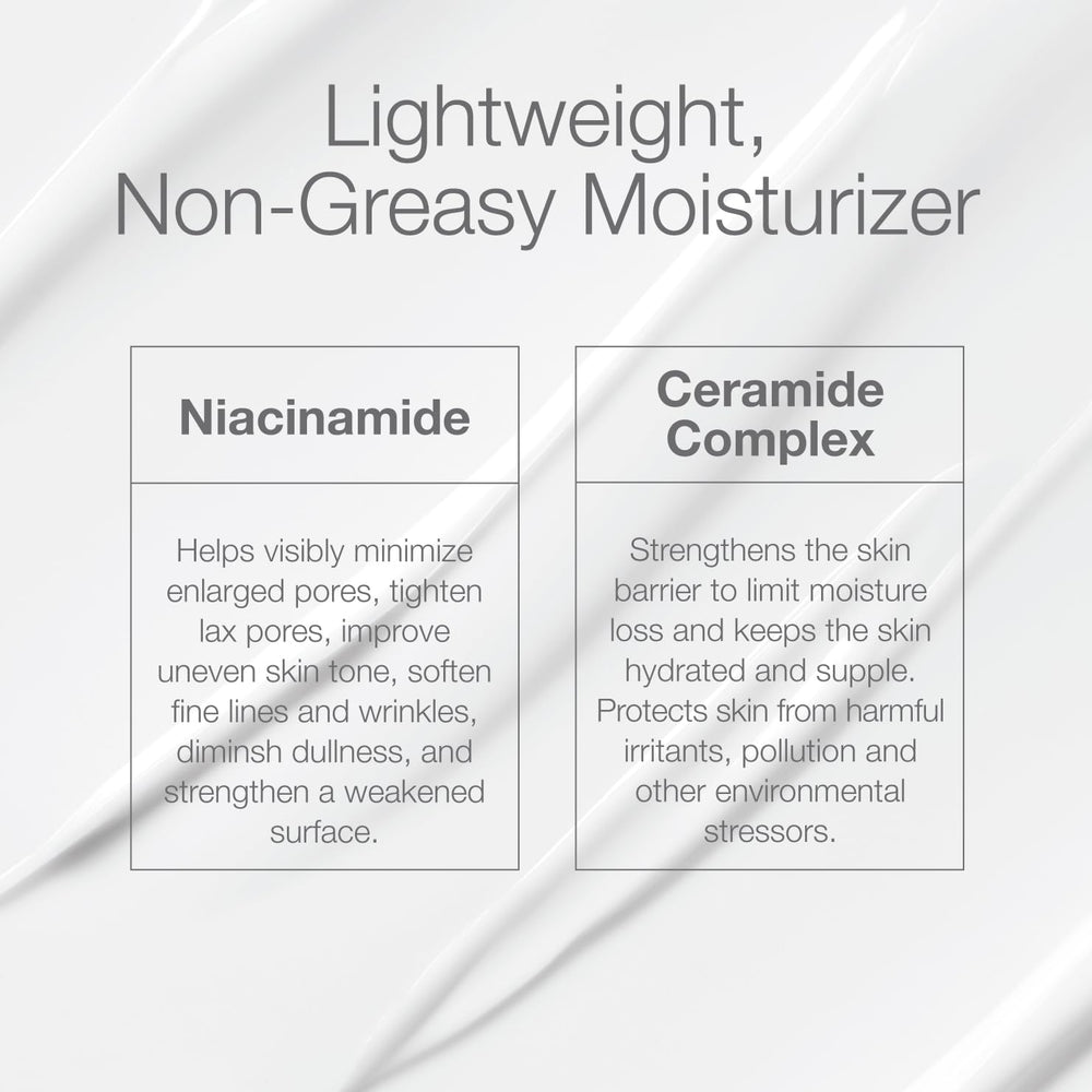 CLn moisturizer ingredients panel highlighting ceramides and niacinamide