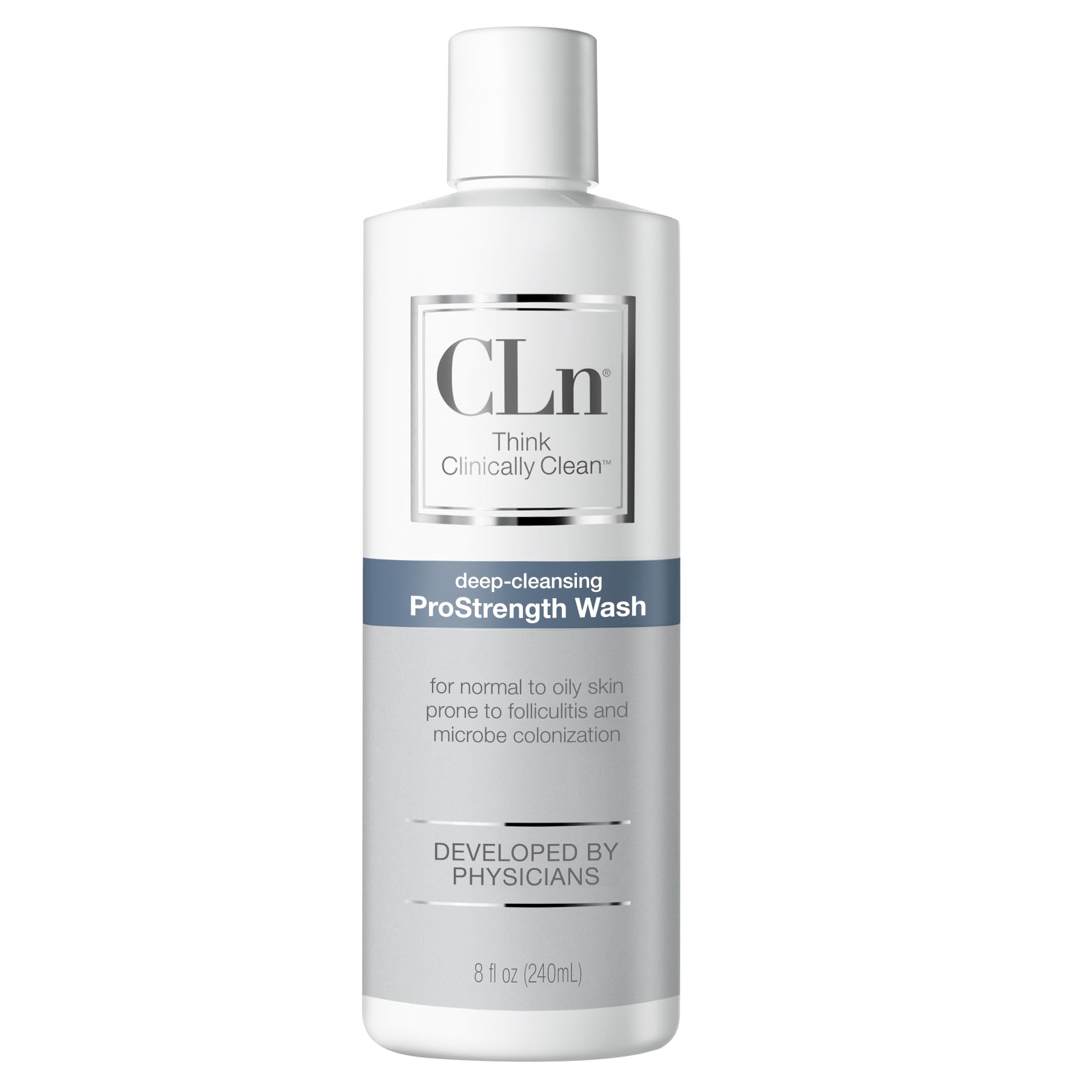 CLn ProStrength Wash bottle front for daily cleansing of normal to oily skin.