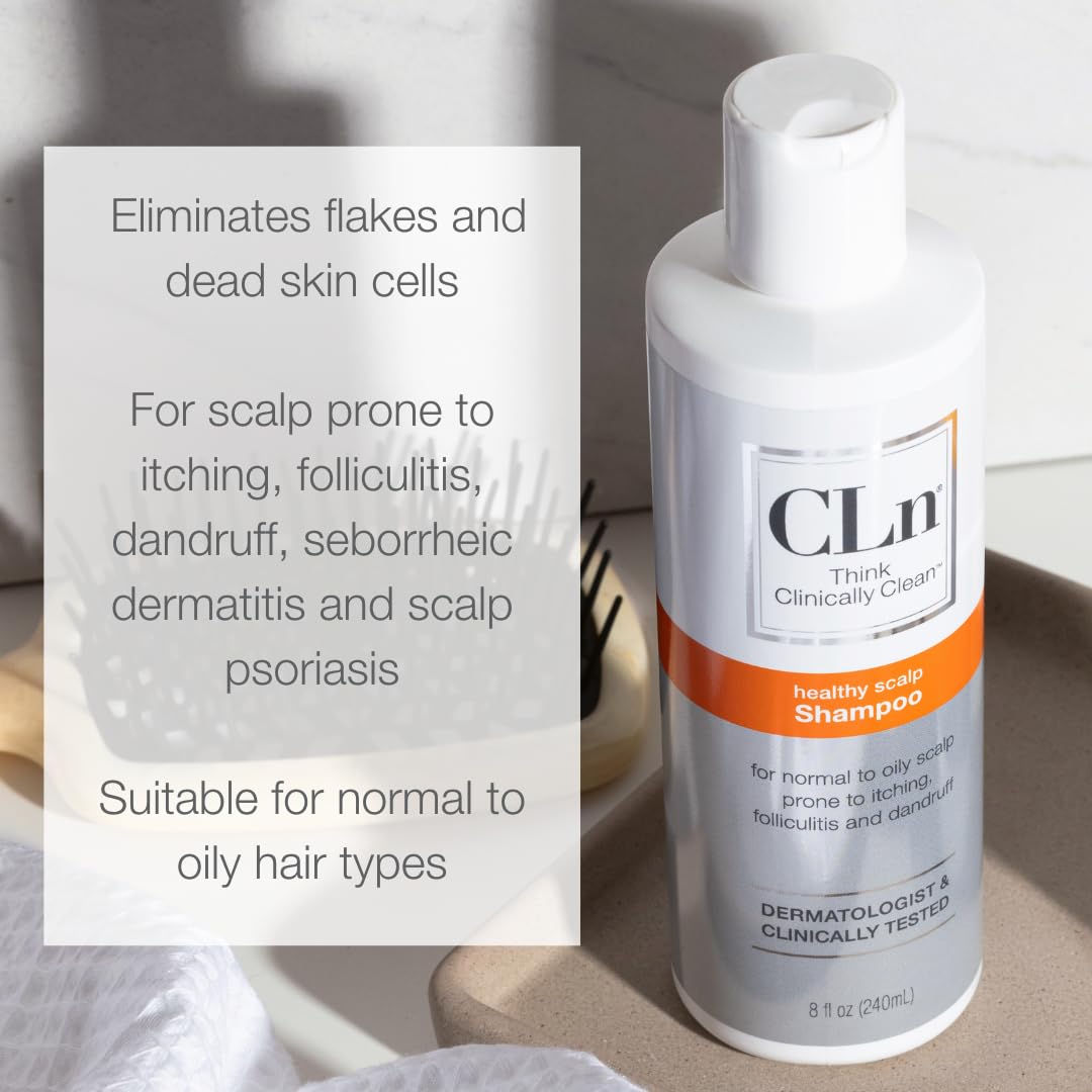 CLn Shampoo bottle with beard grooming context suggests versatile use for facial hair.