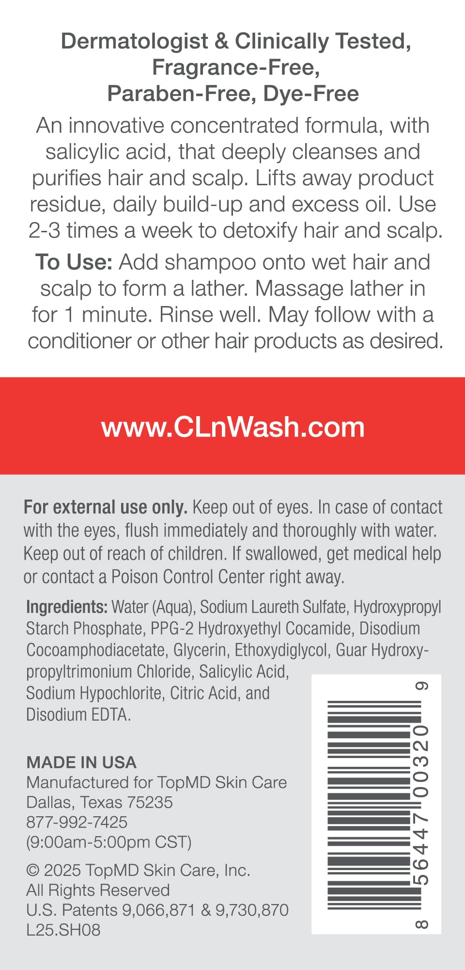 CLn Shampoo with salicylic acid targets buildup for healthier-looking scalp and roots.