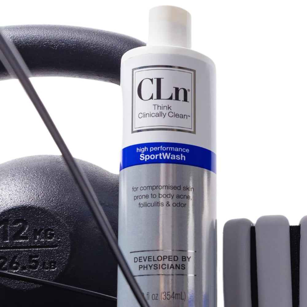 CLn SportWash back acne spot shows gentle cleansing for affected areas.