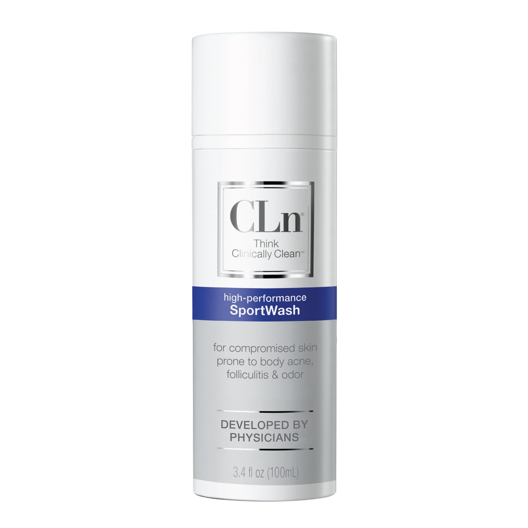 CLn SportWash bottle-front view for fragrance-free hygiene for active athletes.