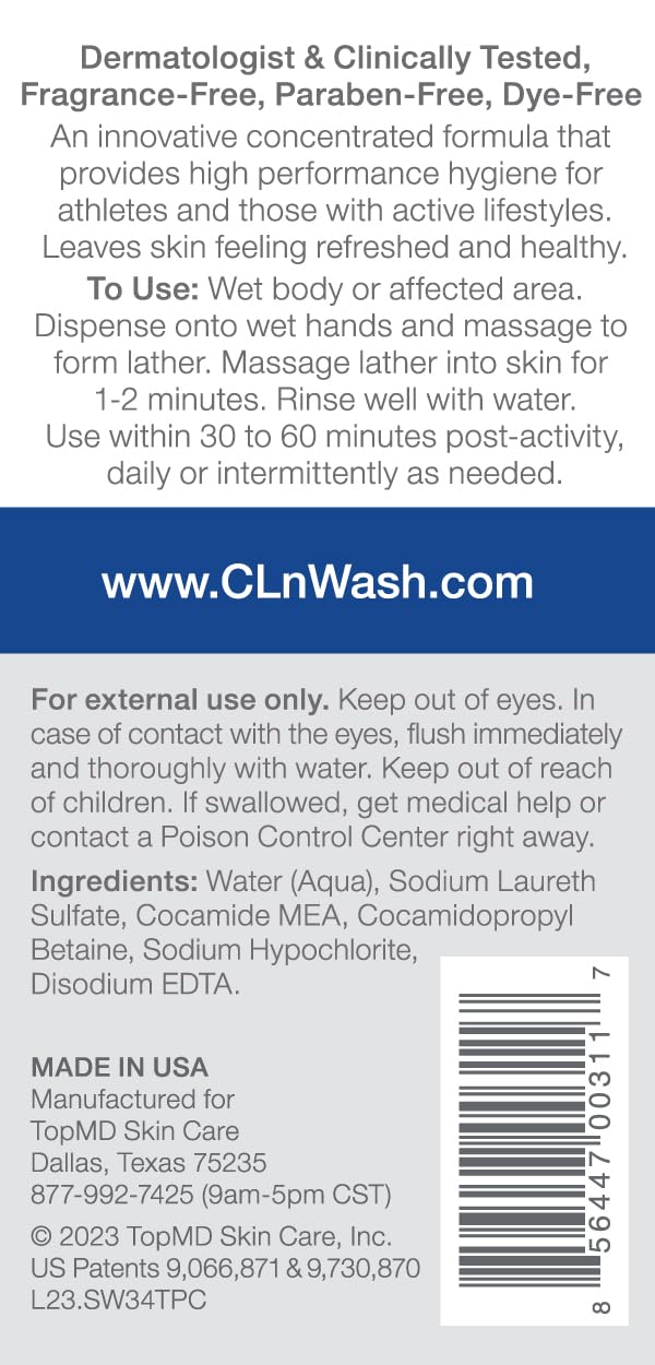 CLn SportWash bottle-pour showing concentrated formula for efficient cleansing after workouts.