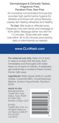 CLn SportWash label close-up highlights hypoallergenic, paraben-free design for sensitive skin.