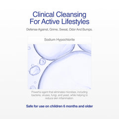 CLn SportWash while lathering hands demonstrates deep cleansing for active lifestyles.