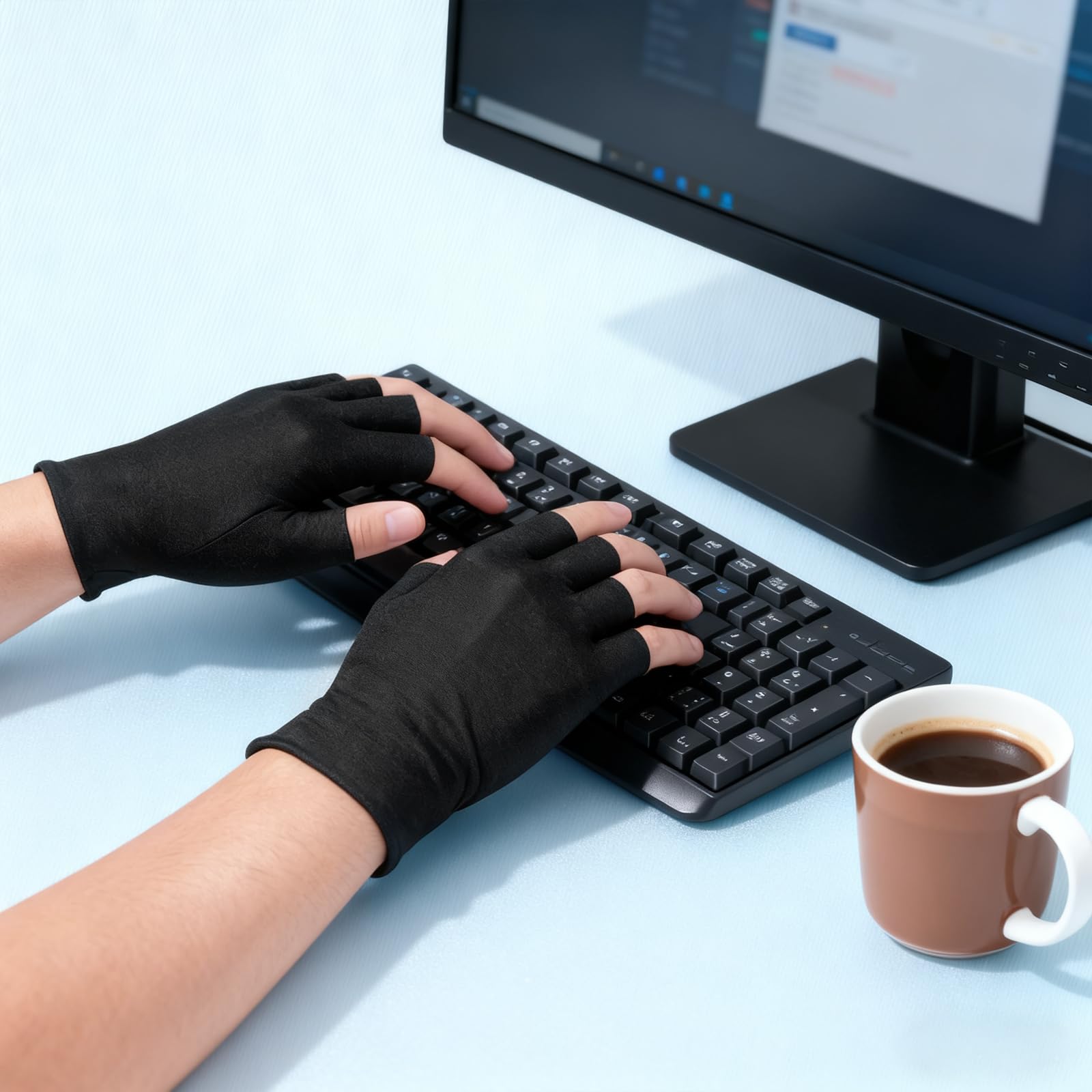 Clofiak guantes sin dedos negro, absorción de crema mejorada, rutina de cuidado diaria