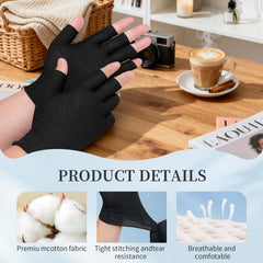 Clofiak guantes sin dedos negro, noche de hidratación, ayudan a mantener la crema